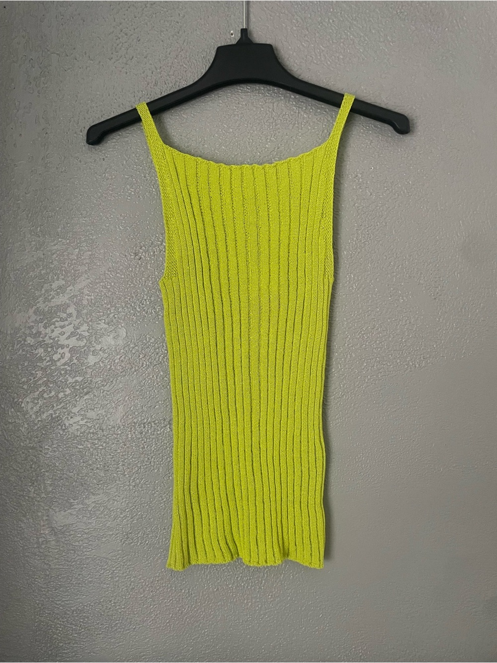 Zara Neon Lime Ribbed Spaghetti Strap Tank